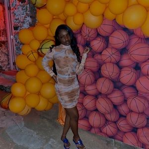 Nude Printed Dress